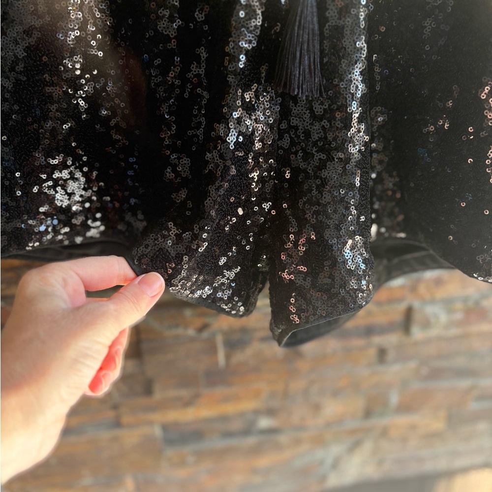 Black Sequin Women's Shorts - Picture 2 of 8